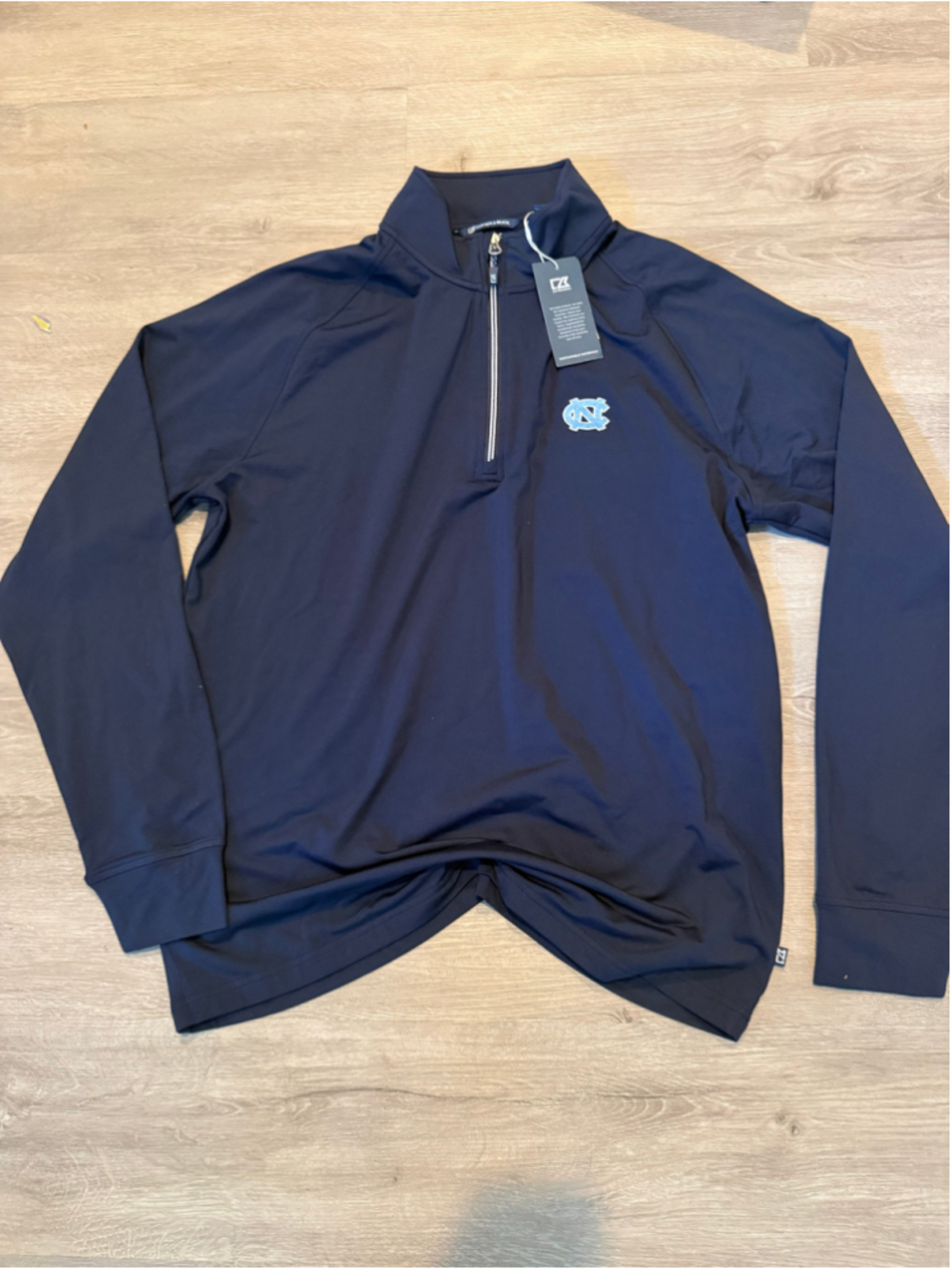 Men's Cutter & Buck UNC Quarter Zip Pullover Navy Blue Size LT
